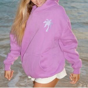 PINK PALM PUFF WAVES HOODIE NWOT Sz Medium